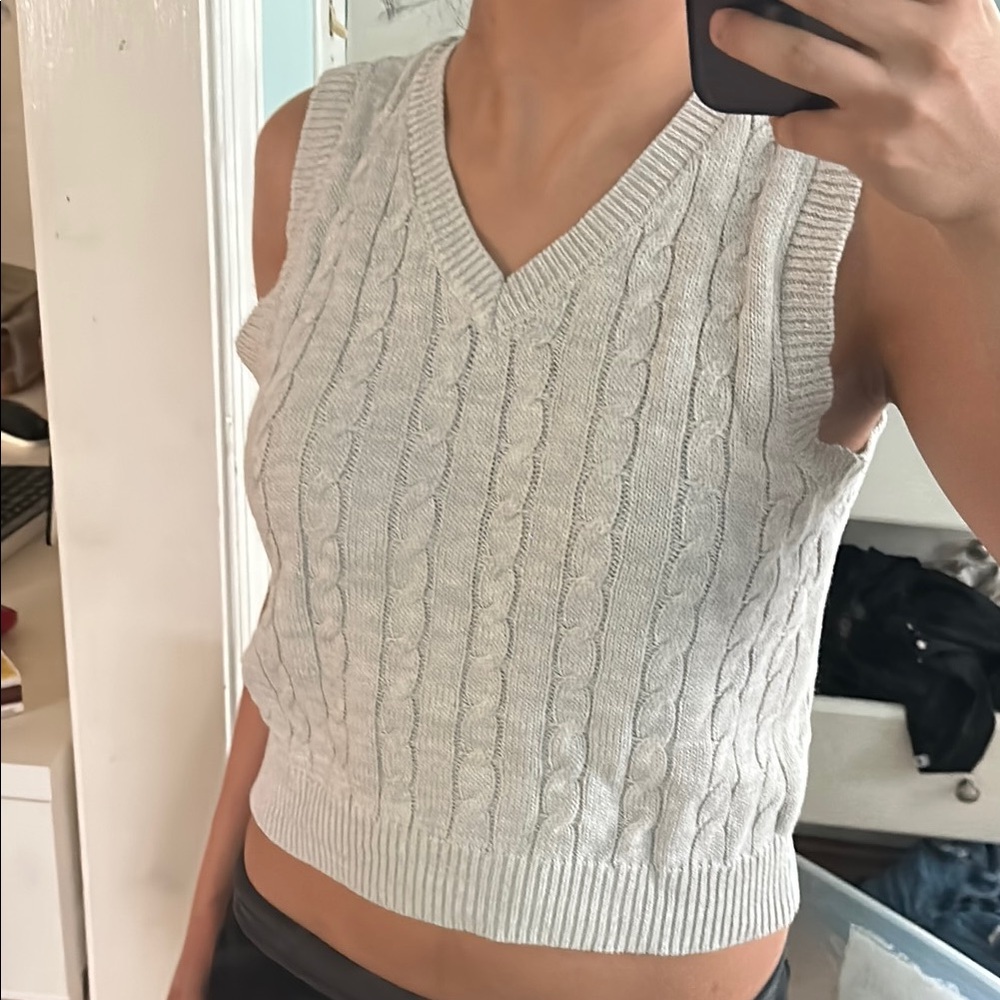 Wild Fable Cream Ribbed Crop Tank Top